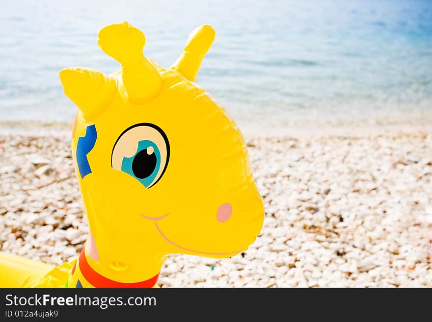 Happy looking yellow inflatable floating toy. Happy looking yellow inflatable floating toy.