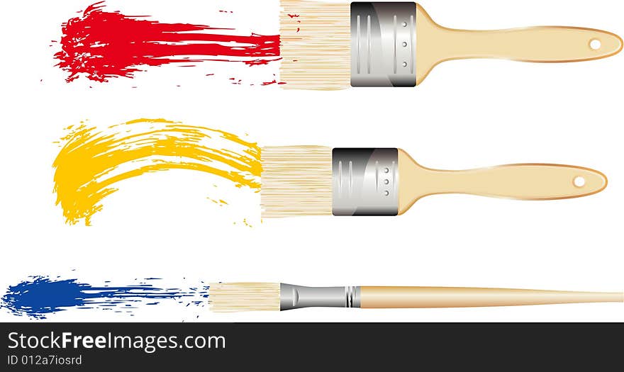 Vector brushes in three colors and dimensions. Vector brushes in three colors and dimensions