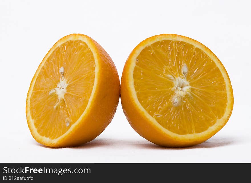 Juicy orange on wite background