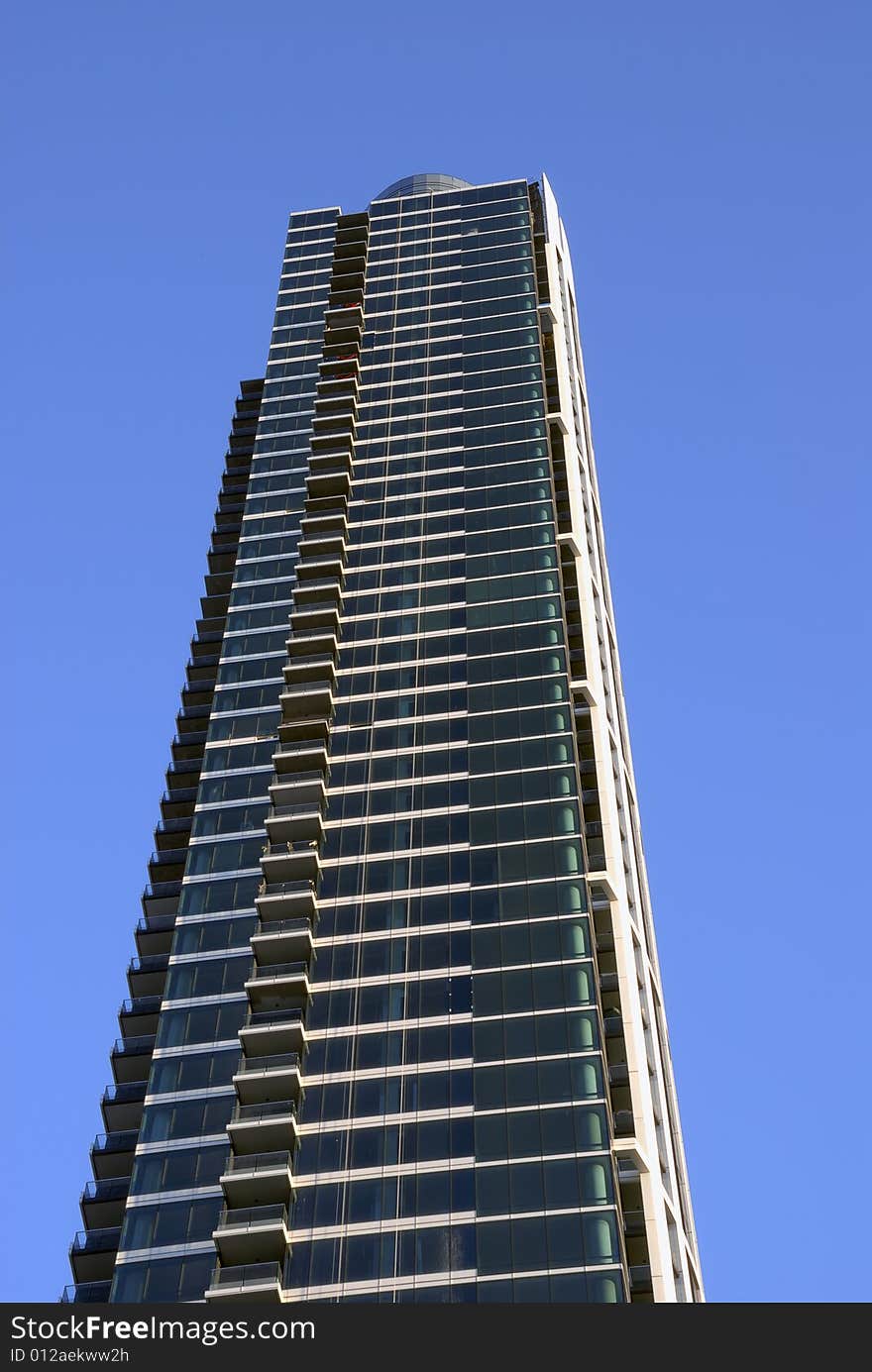 Office building in San Francisco downtown on a blue sky background