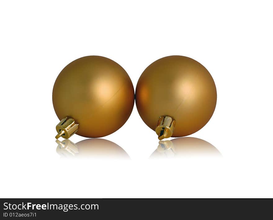 Christmas balls with mirrored reflection against white background. Christmas balls with mirrored reflection against white background.