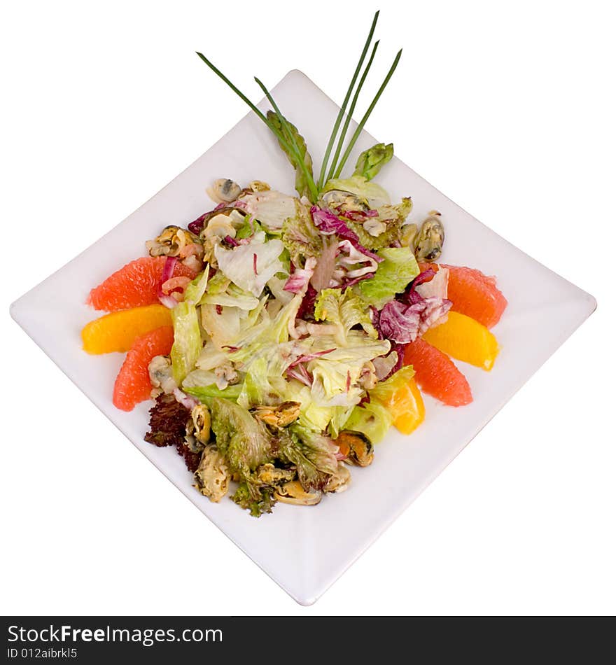 Fresh salad with fruits and vegetables. Fresh salad with fruits and vegetables