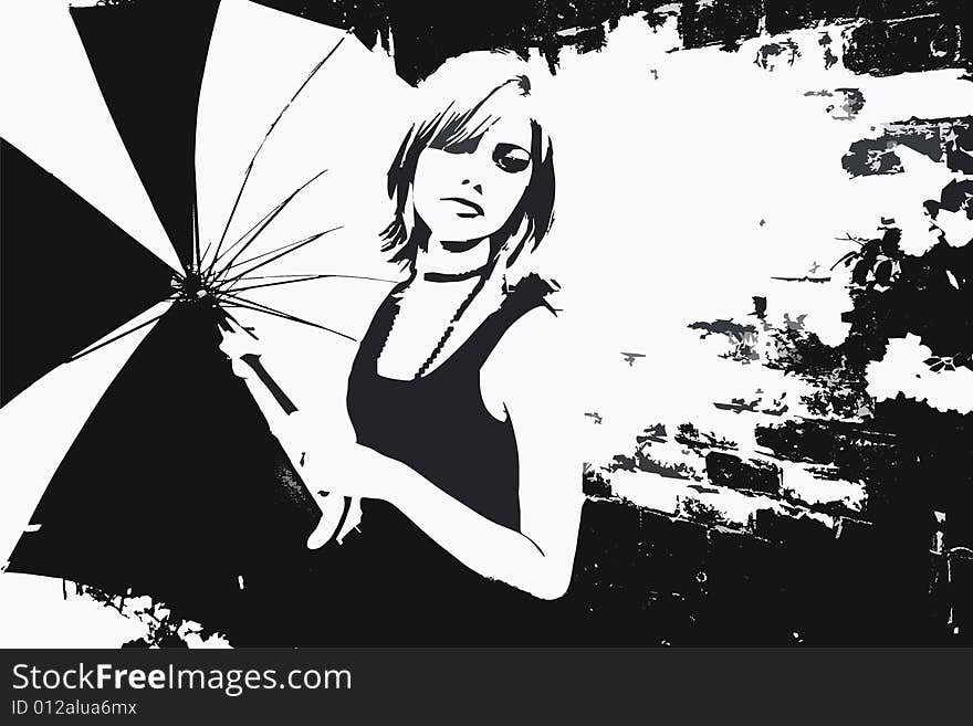 Beautiful young woman with umbrella