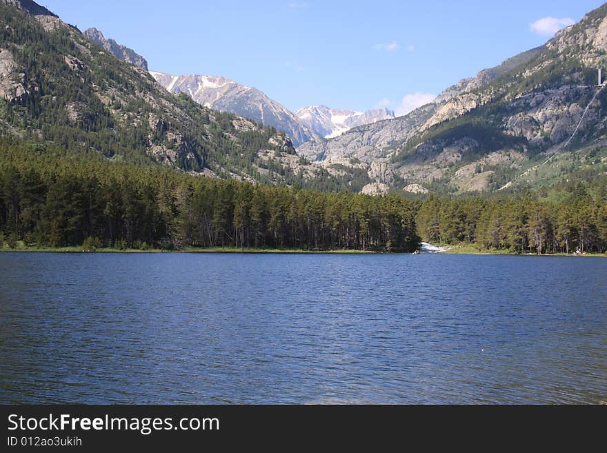 Mountains and lake scene in montana. Mountains and lake scene in montana