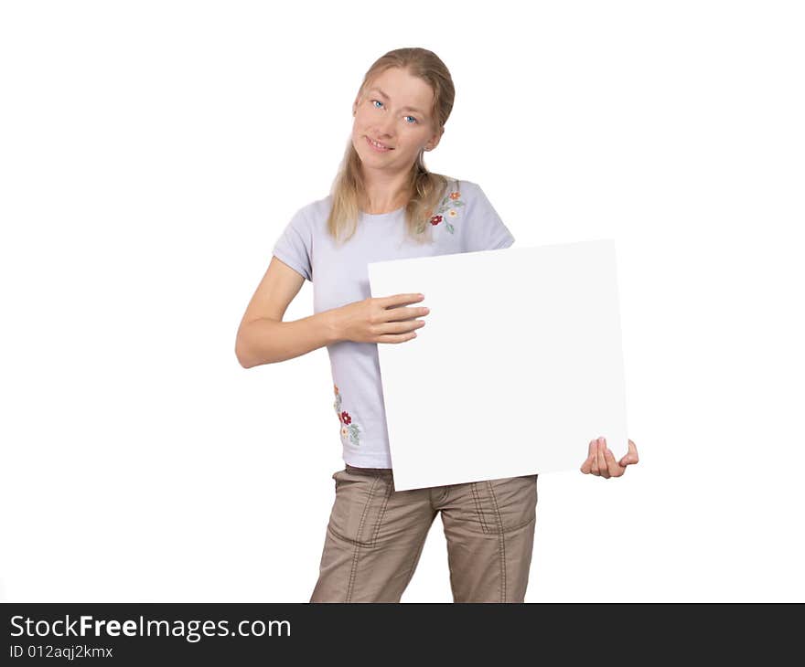 The Beautiful Girl With White Piece Of Paper