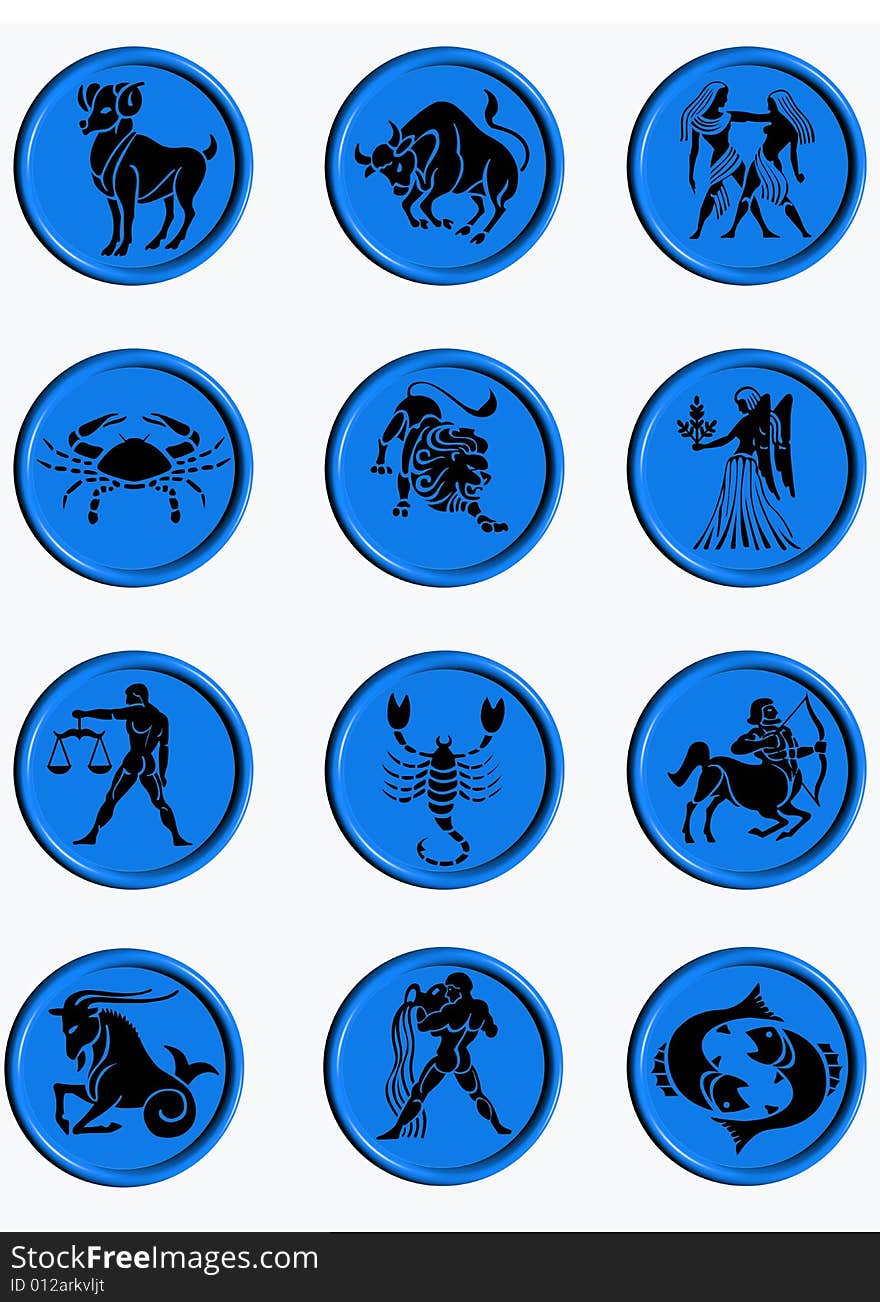 Set buttons signs of the zodiac. Set buttons signs of the zodiac