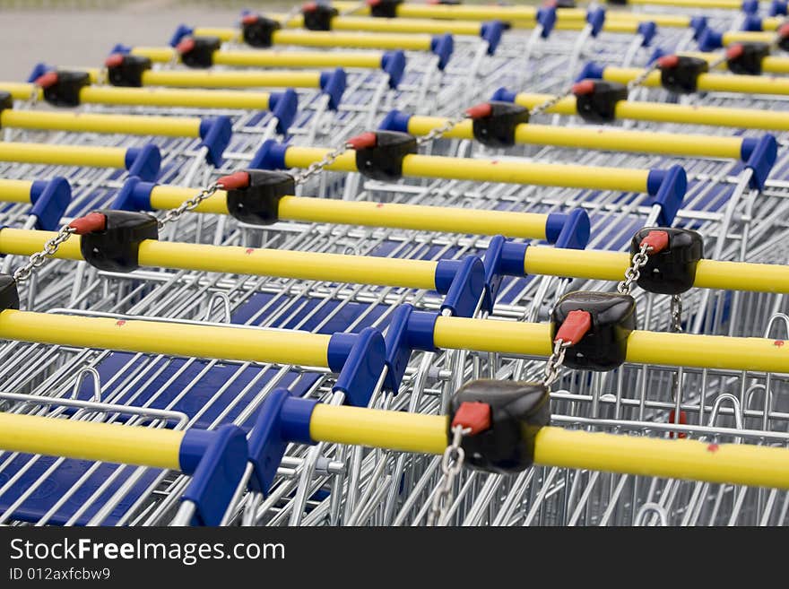 Shopping cart for a supermarket. Shopping cart for a supermarket