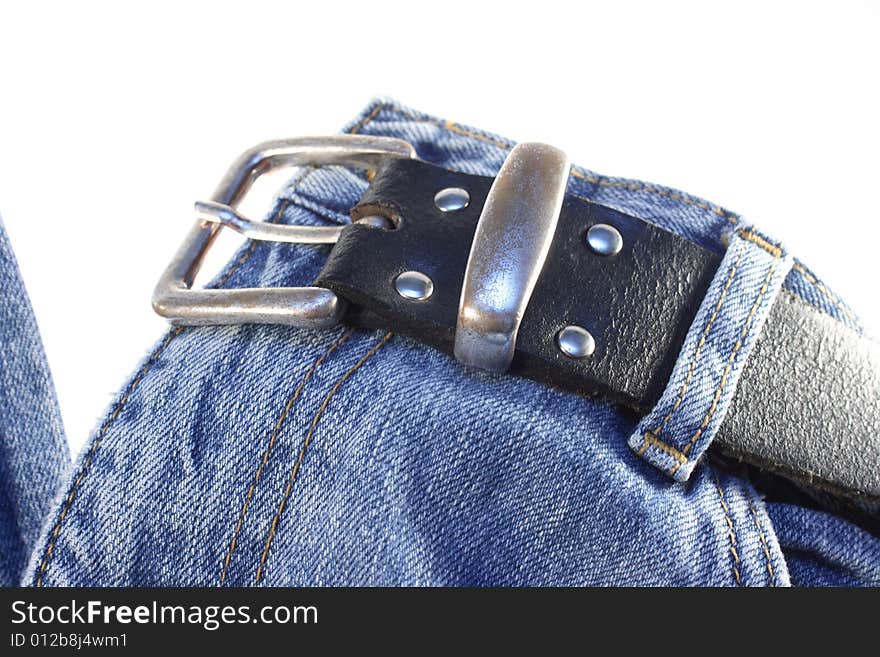 Jeans With Belt On White