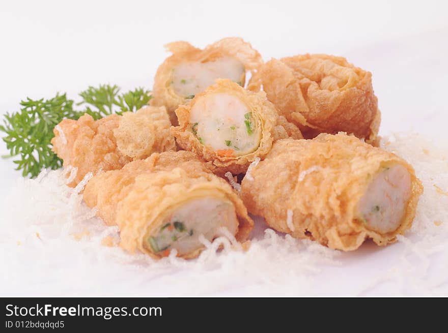 A delicious shrimp roll with whith background