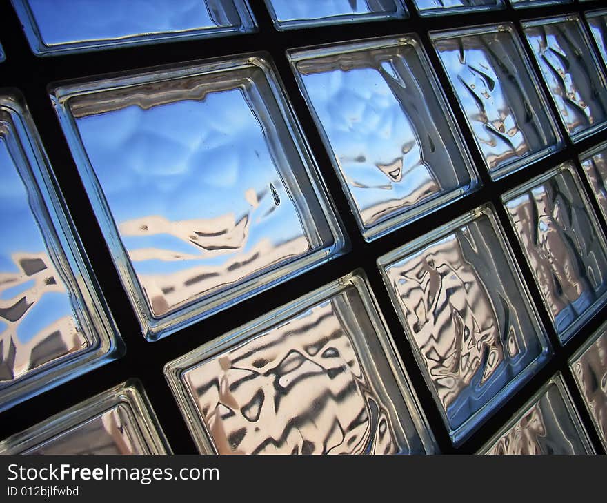 Wall made of glass bricks. Wall made of glass bricks