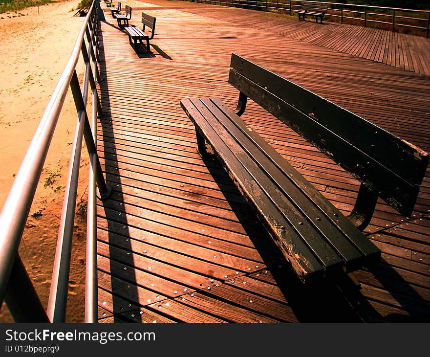 Benches on the beach