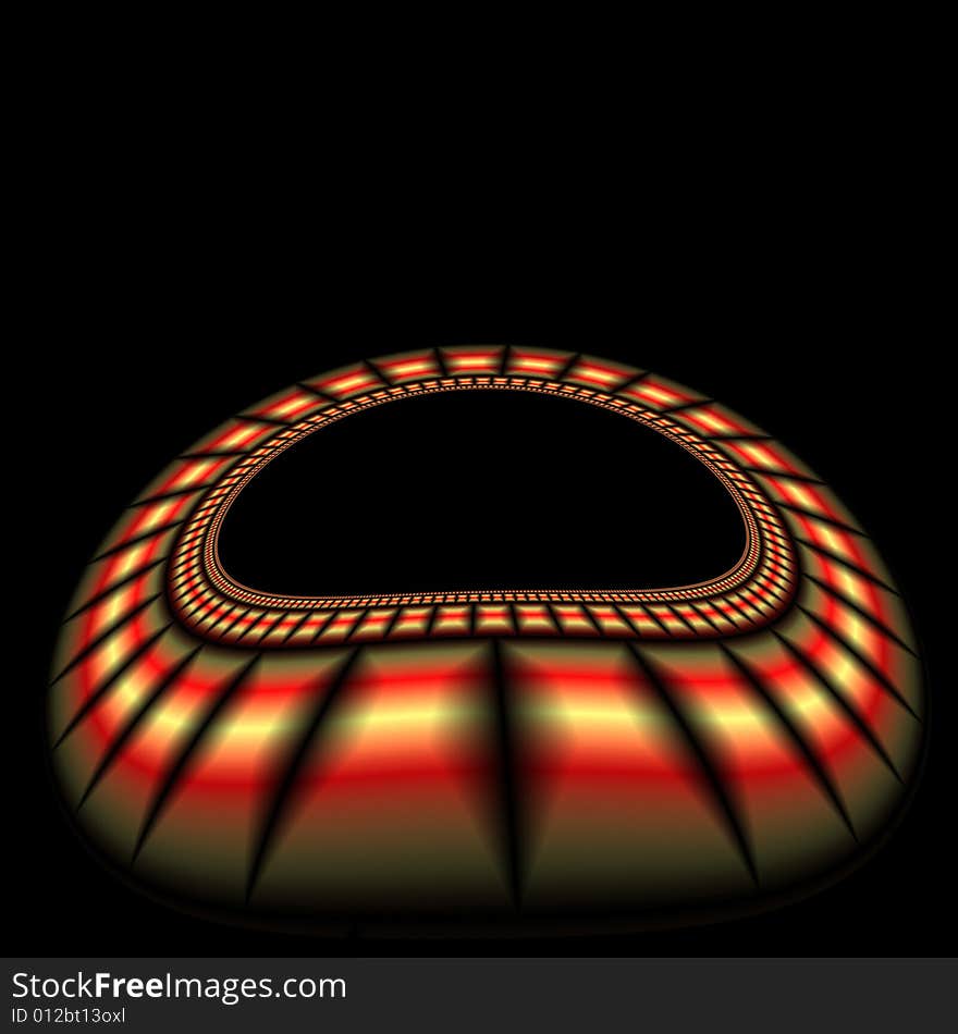 Decorative background. Volumetric object, rubber boat against the black background. Illustration. Decorative background. Volumetric object, rubber boat against the black background. Illustration.