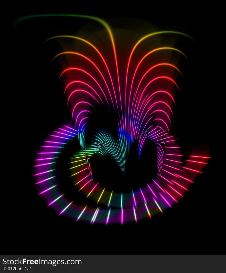 Abstract rainbow neon waves on black background. Abstract rainbow neon waves on black background