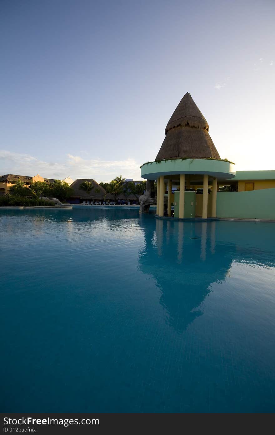 Pool at luxury hotel in Riviera Maya area of Mexico. Pool at luxury hotel in Riviera Maya area of Mexico