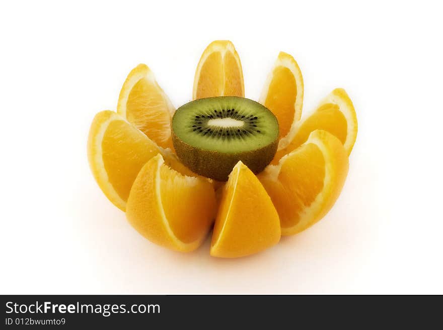 Orange And Kiwi Cut Apart