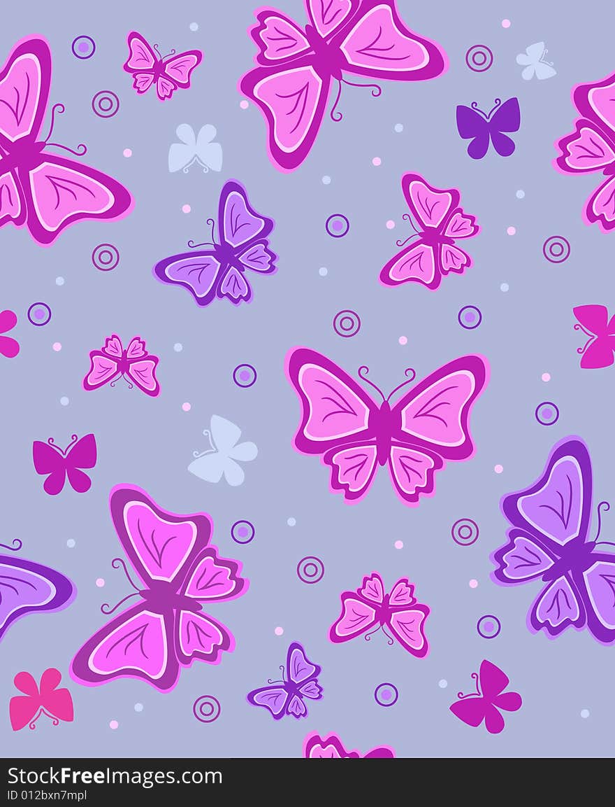 Abstract background with butterflies. Vector illus