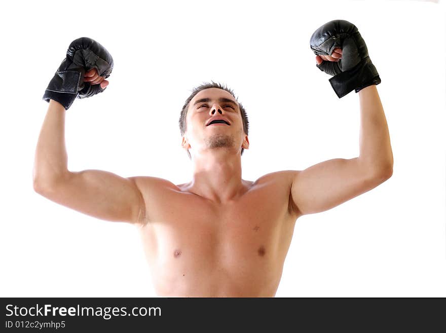 The Young Boxer On A White Background