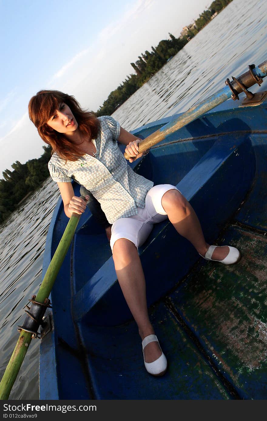 A young and nice girl on the boat. A young and nice girl on the boat