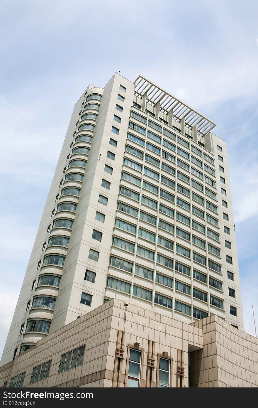 Business center with blue sky