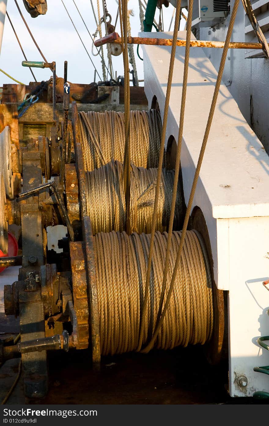 Winches on a shrimp boat, in vertical orientation