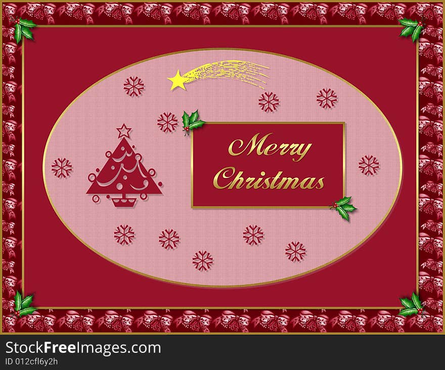 Card with illustration and Merry Christmas. Card with illustration and Merry Christmas