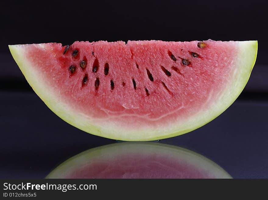 Piece of watermelon against the black background. Piece of watermelon against the black background