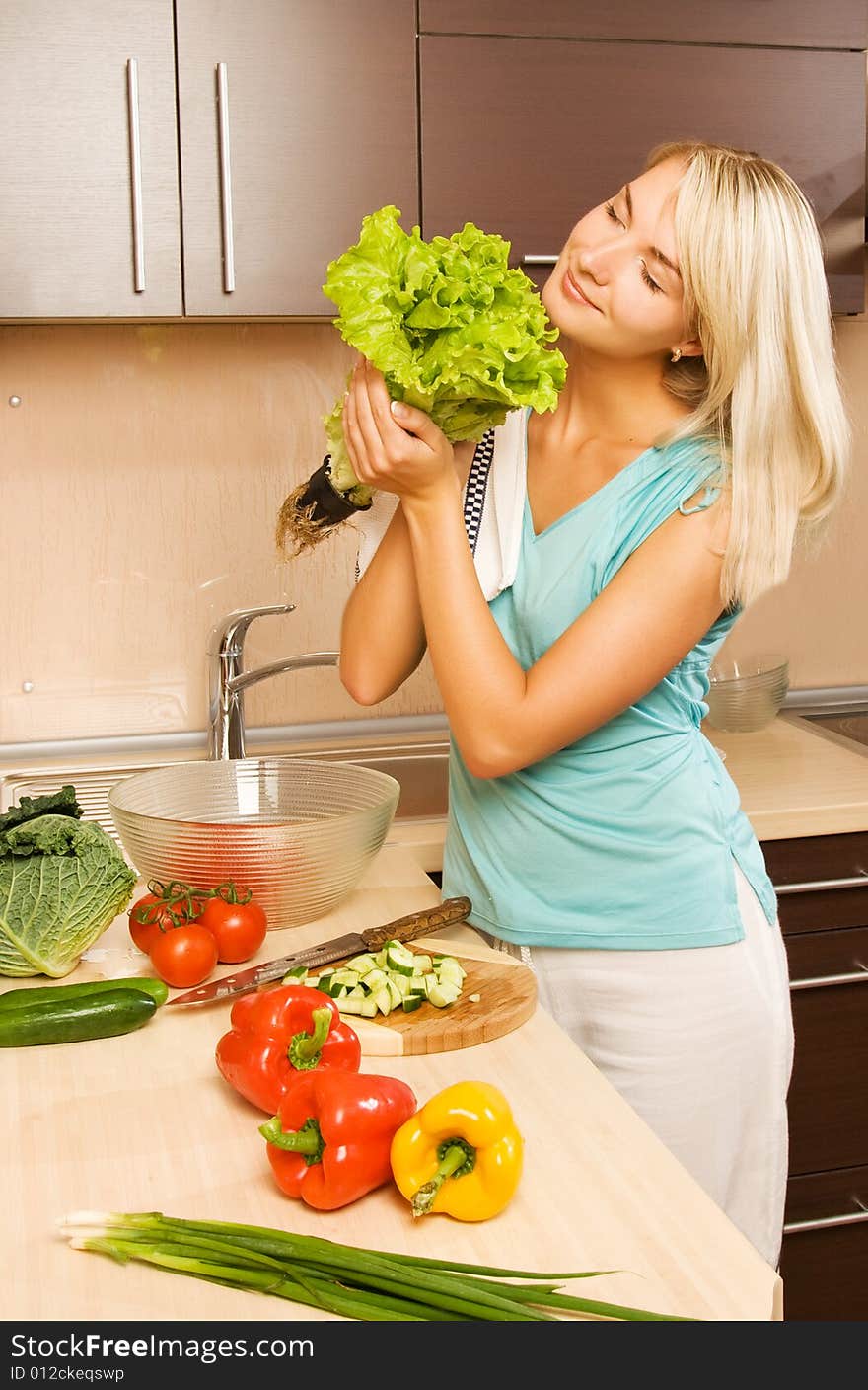 Woman Making Salad