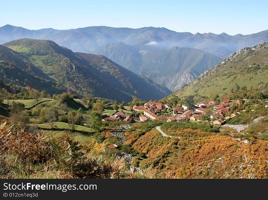 Village between mountains