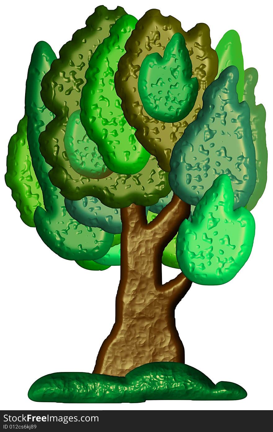 Stylized bitmap tree useful as a childish illustration or a clip-art or other