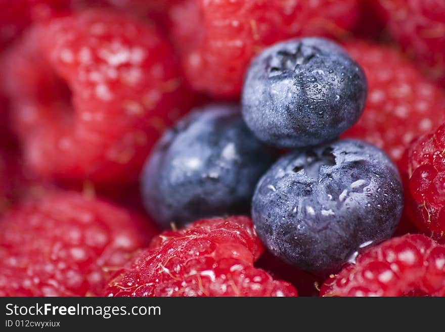 Blueberries And Raspberries