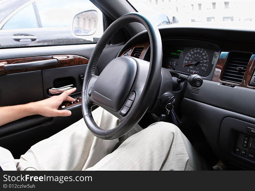 Man driving a car