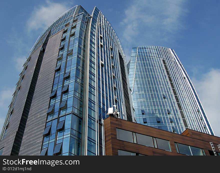 Modern shiny A class office building and blue sky. Modern shiny A class office building and blue sky