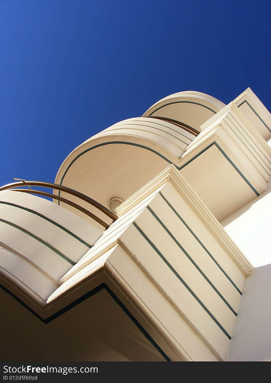 cretan hotel in the morning light with perfect sky. cretan hotel in the morning light with perfect sky