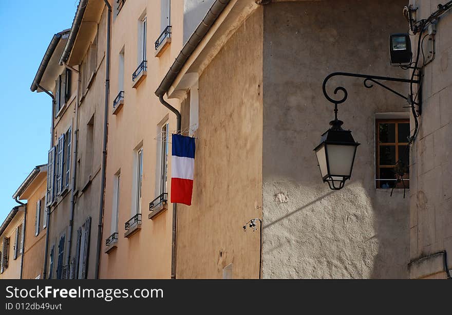 Old French Homes With Flag