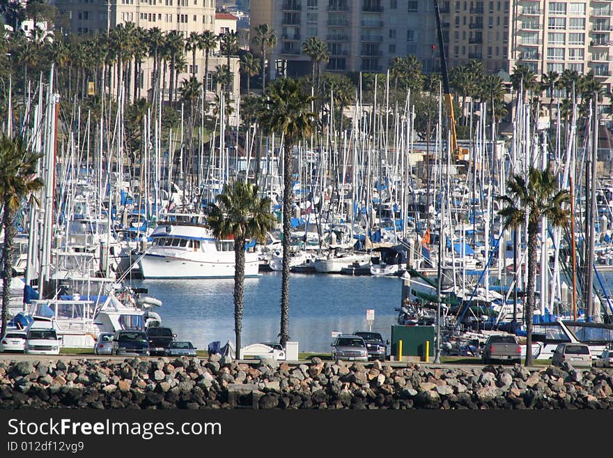 Boats in the harbor at Long beach california. Boats in the harbor at Long beach california