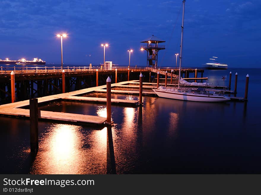 Night scene at Port Angeles in Washington state. Night scene at Port Angeles in Washington state