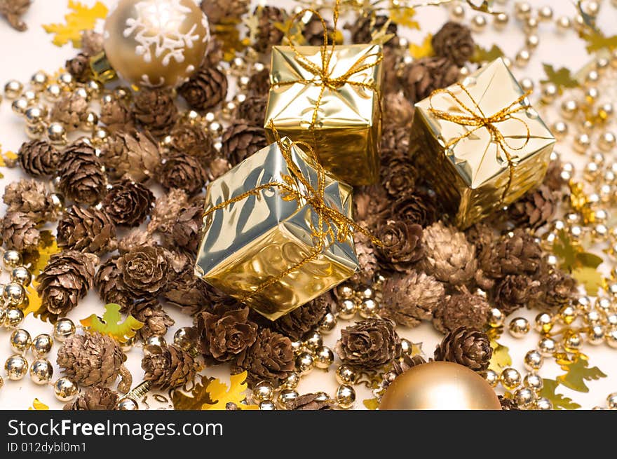 Christmas decoration on white background