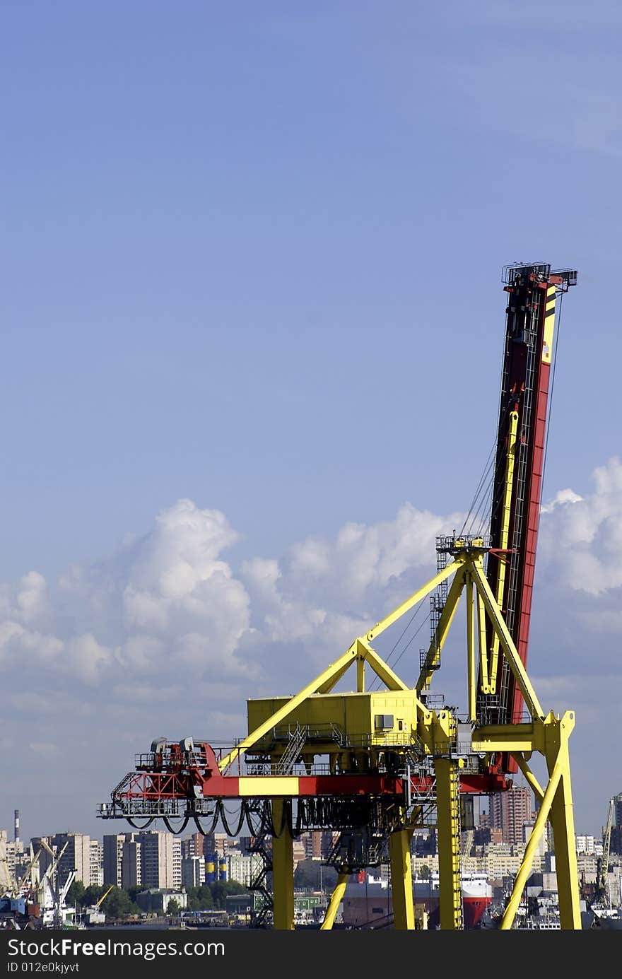 Colourful crane with copy space