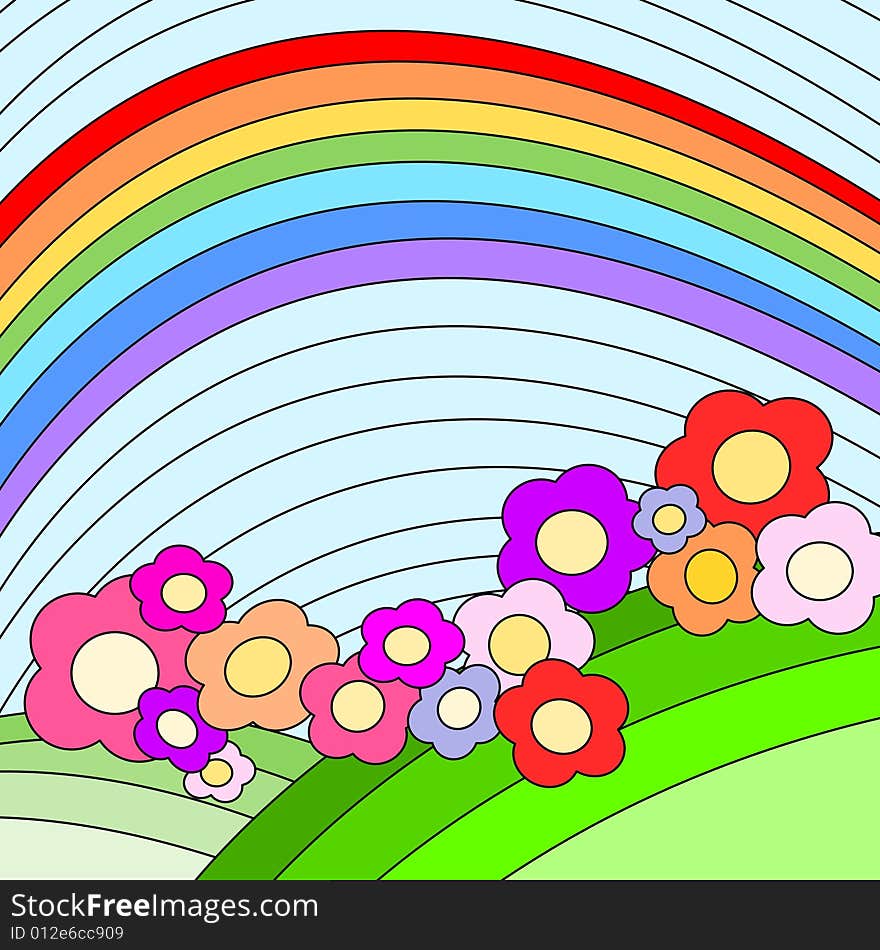 An illustration of a meadow. An illustration of a meadow