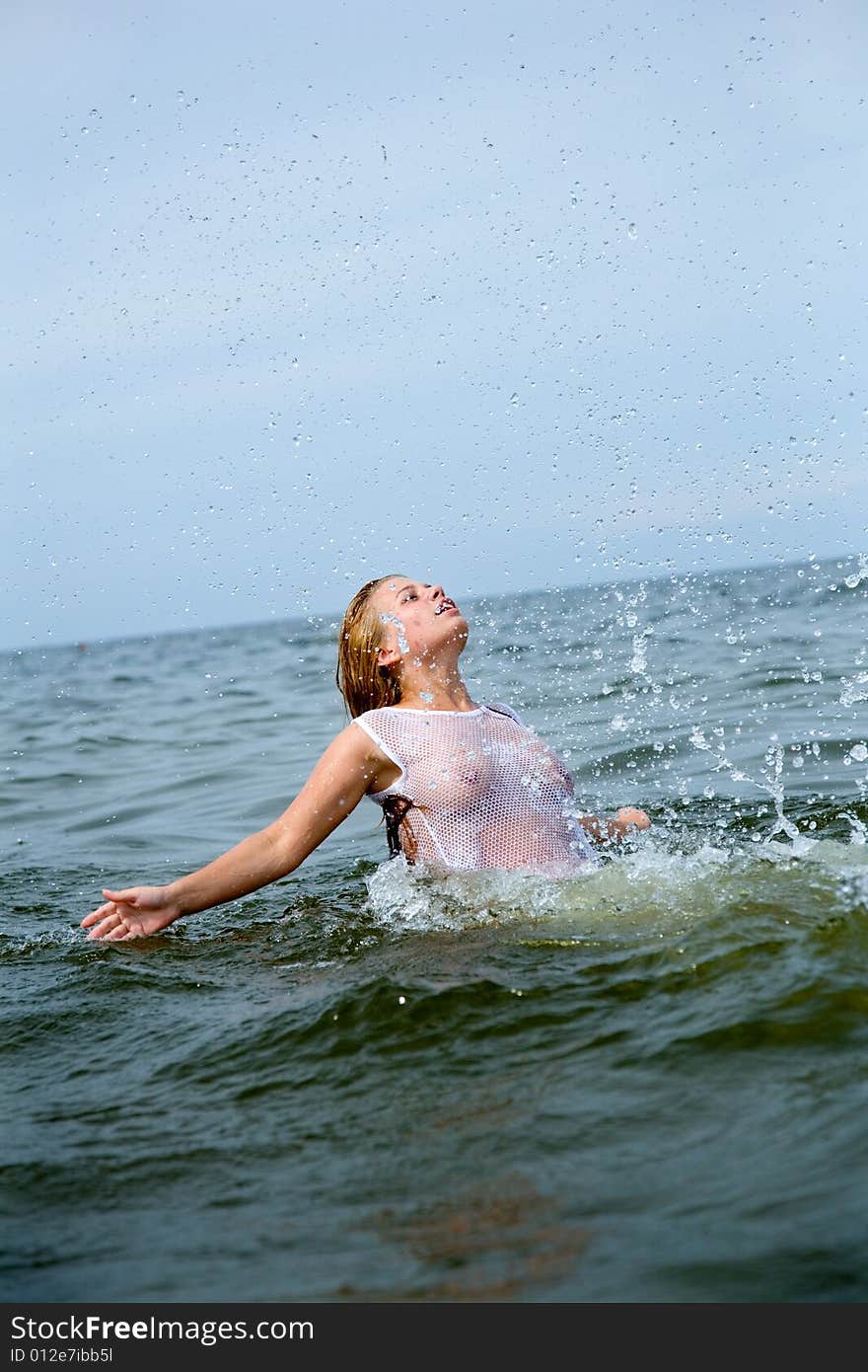 Beautiful girl swiming