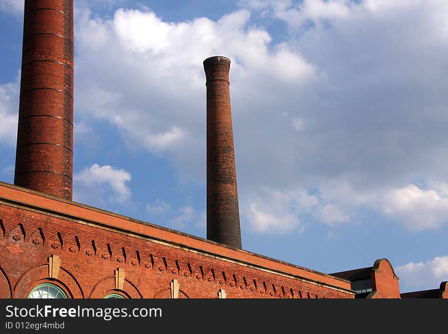 Smoke stacks on an old power plant