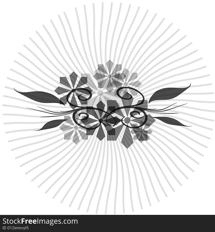 A fully scalable vector illustration of a black and white Floral Abstract Circle.