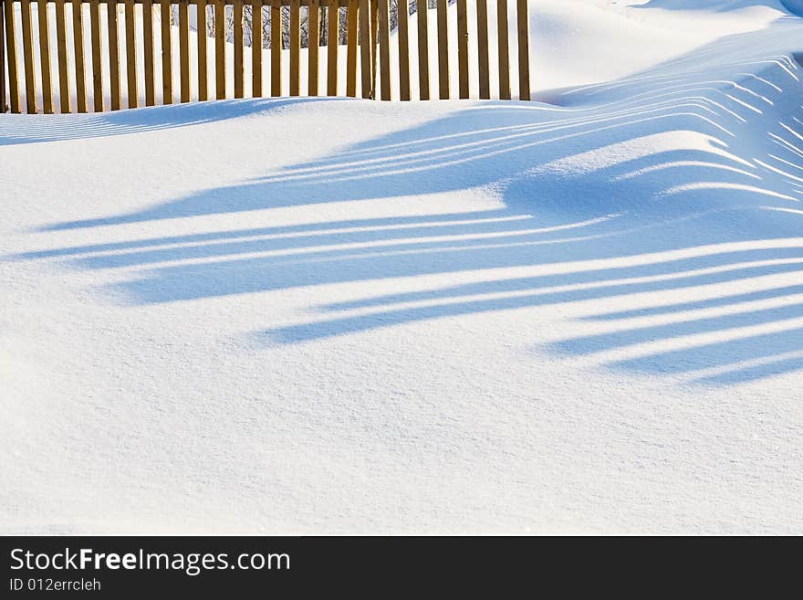 Blue shades on white snow. Blue shades on white snow