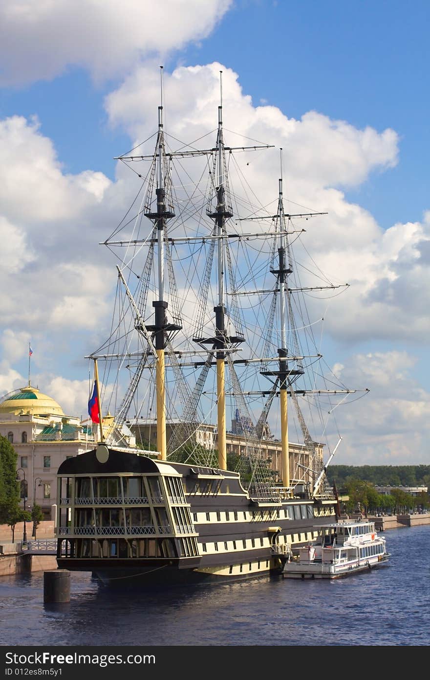 Floating restaurant on a Neva river. Floating restaurant on a Neva river