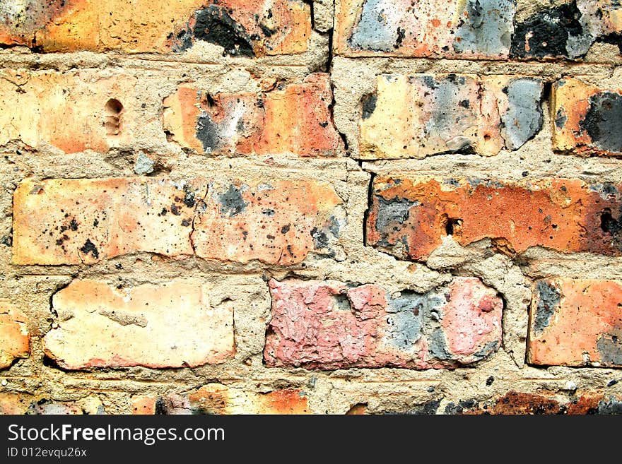 Grunge dark red  brick wall background texture