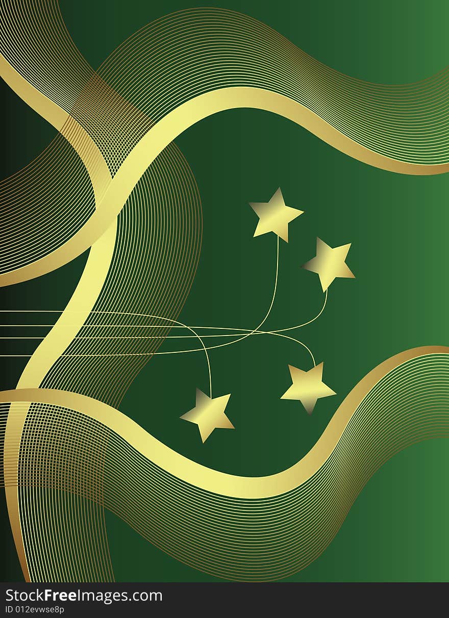 Four Golden Stars are Featured in an Abstract Background Illustration. Four Golden Stars are Featured in an Abstract Background Illustration.