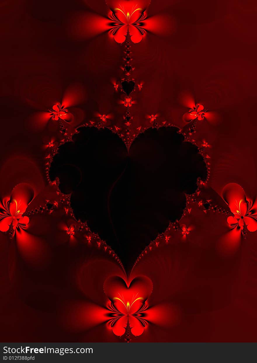 Luxurious red heart (fractal abstract decorative background)