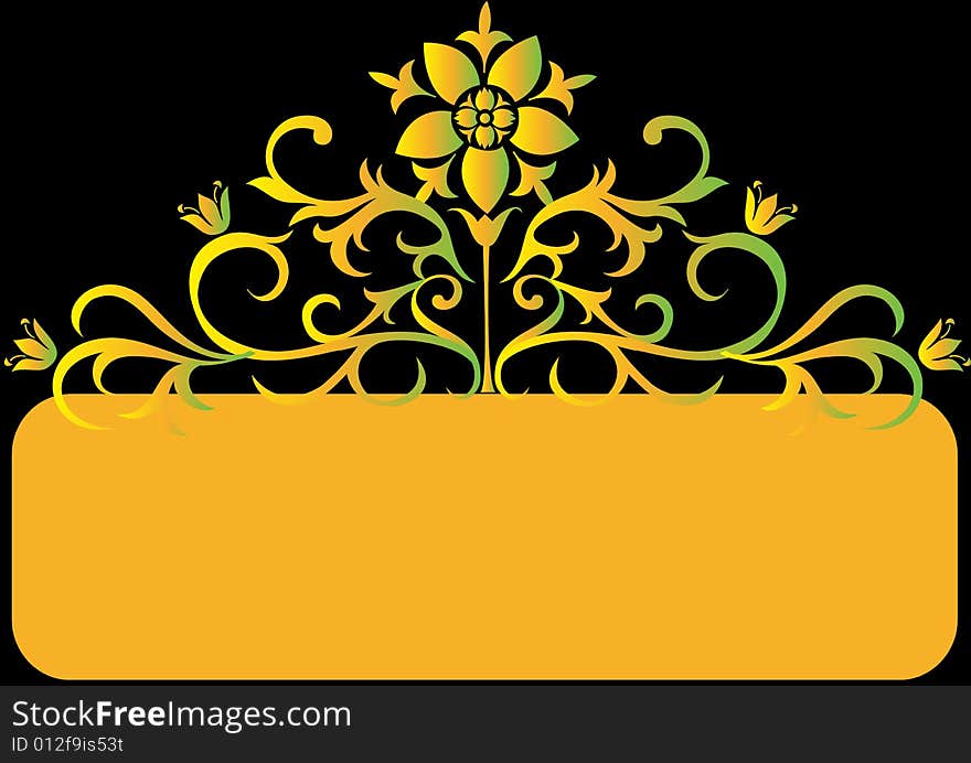 A floral design in a black background. A floral design in a black background