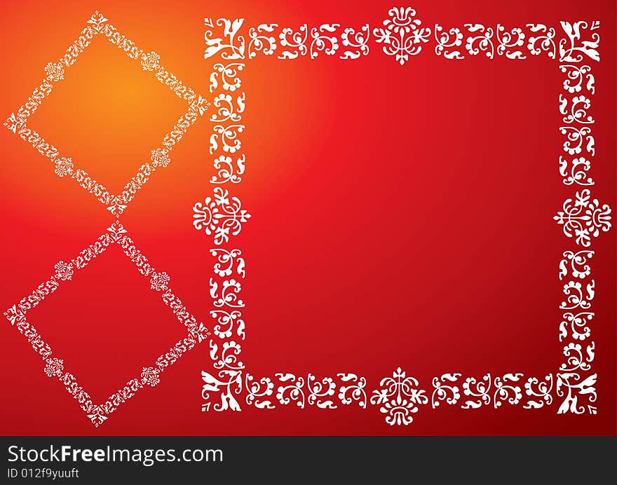 A white frame in red background