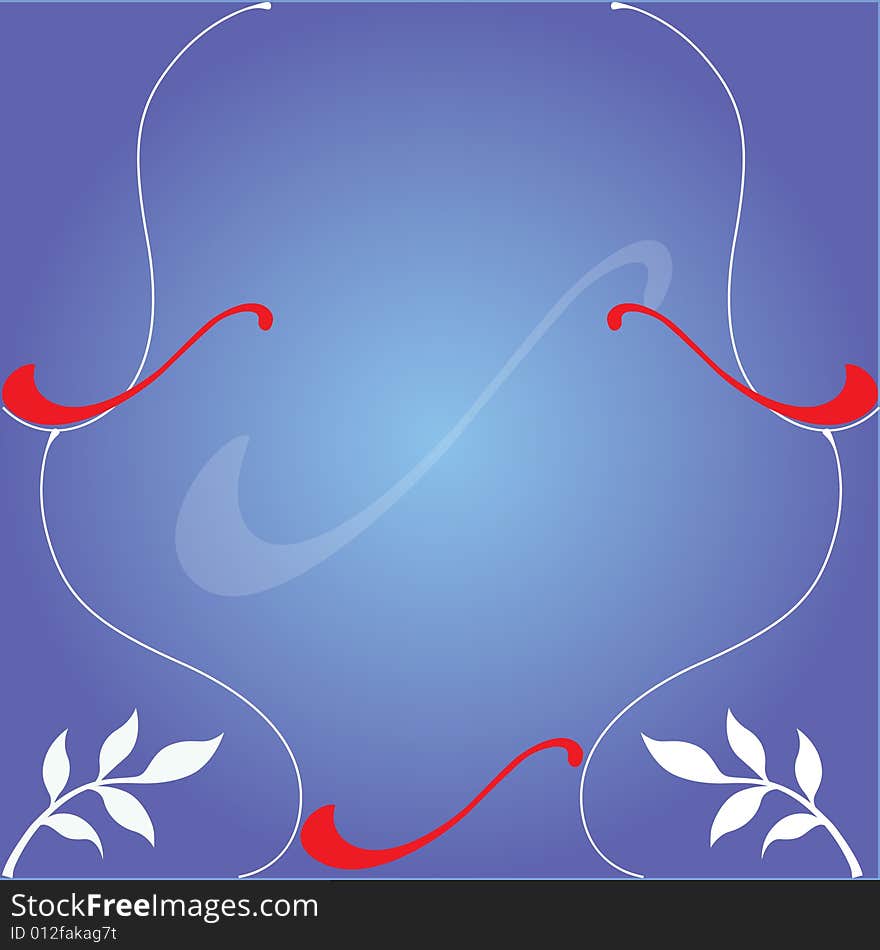 A floral design in a blue background. A floral design in a blue background.